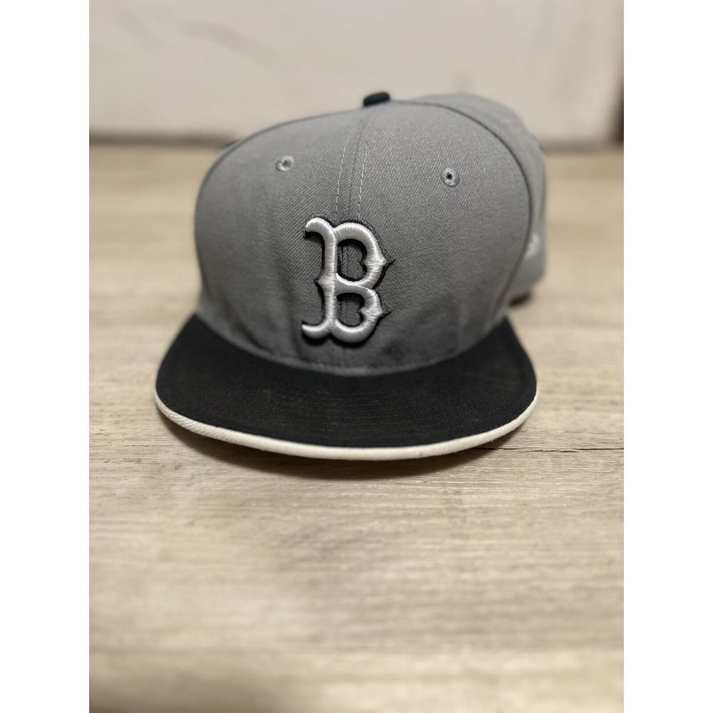 MLB Boston Red Sox 59FIFTY 5950 Men's Fitted New Era Hat Cap‎ Gray White 7 1/2